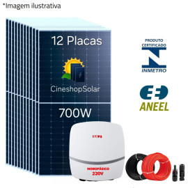 Gerador Solar ate 1.015,42 kWh/m de 8,40kWp Inversor SAJ 6KW -12 Placas 700W
