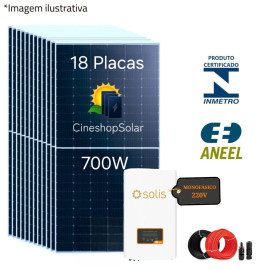 Gerador Solar ate 1.523 kWh mes  de 12,60kwp Inversor Solis 10K -18 Placas 700W