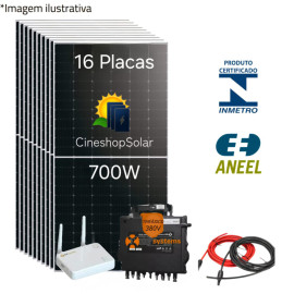 Gerador Solar ate 1.600kWh/m de 11,20kWp Micro Apsystem QT2D -16 Placas 700W