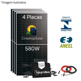 Gerador Solar ate 350KWh/m de 2,32kWp Micro Hoymiles 2K - 04 Placas 580W
