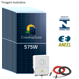 Gerador Solar Hibrido ate 517kWh/mes 3,45KWp Inversor Deye 5K - 6 Placas 575W