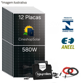 Gerador Solar ate 1.000KWh/mes 7,02kWp Micro Hoymiles 2K  12 Placas 580W