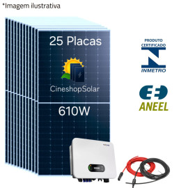 Gerador Solar ate 1.990kWh/m de 15.25kWp Inversor Sofar 10K- 25 Placas 610W