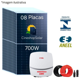 Gerador Solar ate 677,30 kWh/m de 5.60kWp Inversor SAJ 6KW -08 Placas 700W