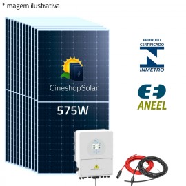 Gerador Solar ate 669kWh/mes 4,6KWp Off Grid Deye 5K- 8 Placas 575W C/Bateria 