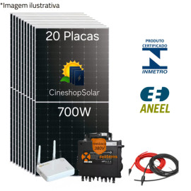 Gerador Solar ate 2.100kWh/m de 14kWp Micro Apsystem Trifasico QT2D -20 Placas 700W