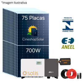  Gerador Solar ate 7.125KWh/m de 52,50kWp Inversor Solis 75K- 75 Placas 700W