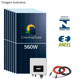 Gerador Solar ate 670kWh/mes 4,4kWp Deye 3,6KW- 8 Placas 560W
