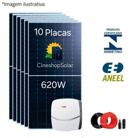 Gerador Solar ate 890kWhm de 6,20kWp Inversor SAJ 5KW - 10 Placas 620W 
